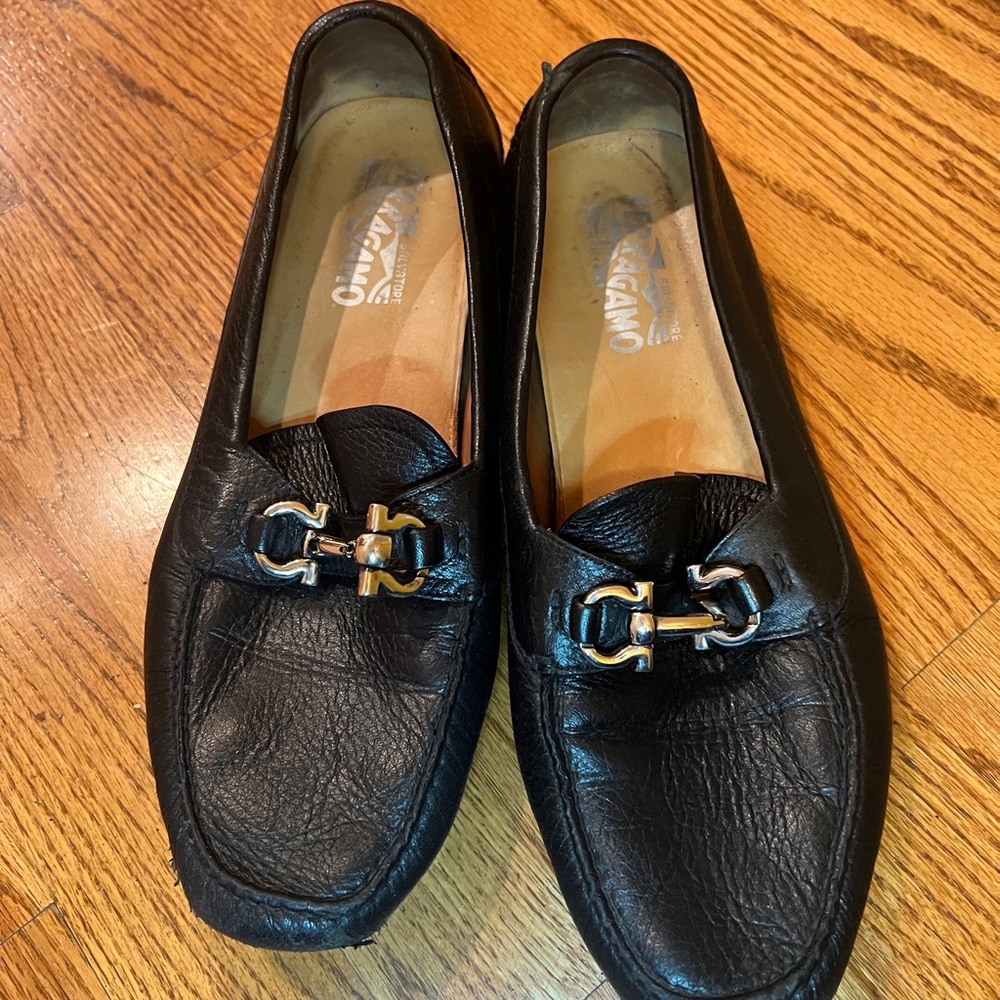 Salvatore Ferragamo Black Leather Loafers